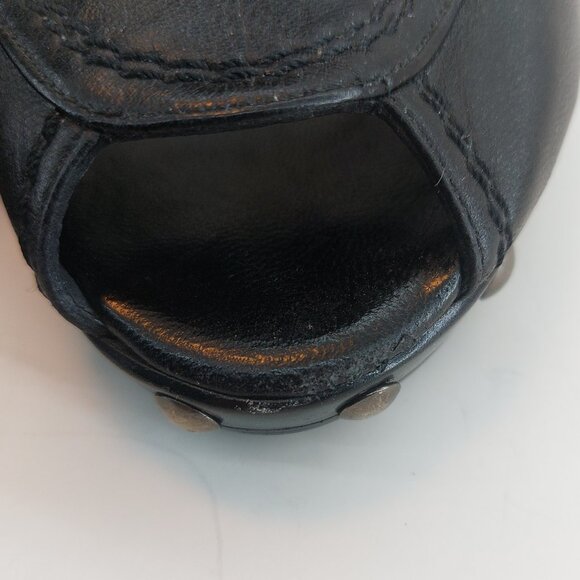 Stuart Weitzman Open Toe Black Leather Clogs - Picture 8 of 9